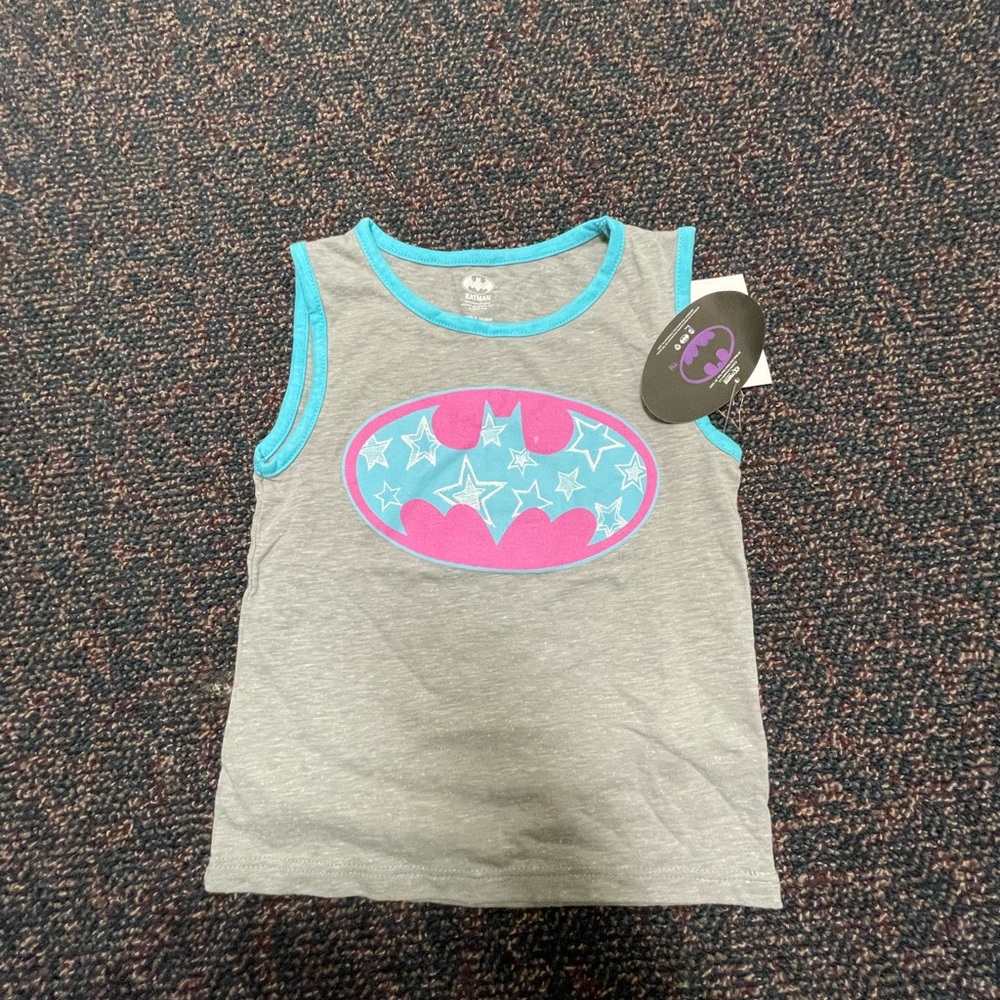 Gray Tank Top with Pink & Teal Logo - Kids